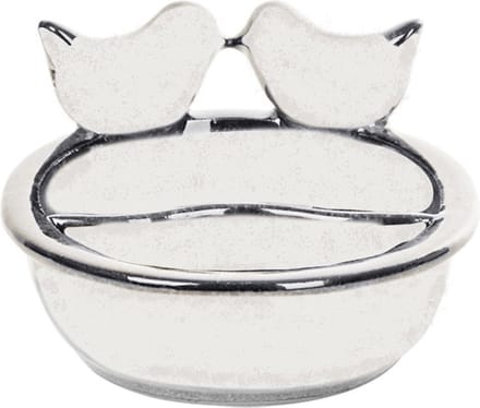 Vogelvoeder- en drinkschaal wit keramiek 21 cm - vogelvoerbak - vogeldrinkbak