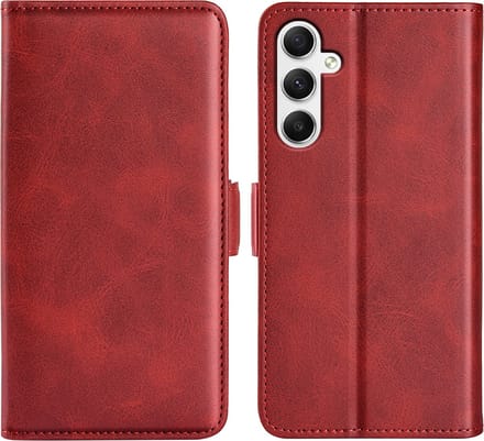 MobyDefend Hoesje - Geschikt voor Samsung Galaxy A35 - Luxe Wallet Book Case (Sluiting Zijkant) - Rood