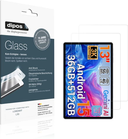 dipos – 2x Pantserfolie geschikt voor LORDWIT L30 | 9H Screenprotector