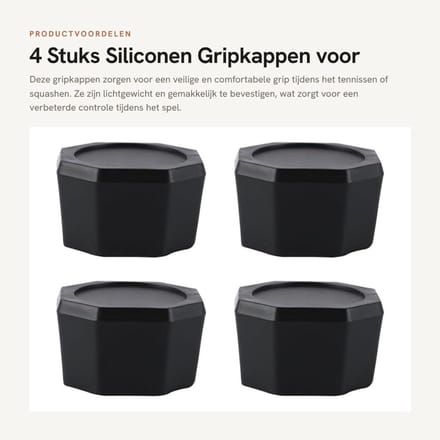 Dailygoods - 4 Stuks Siliconen Gripkappen voor Tennisrackets