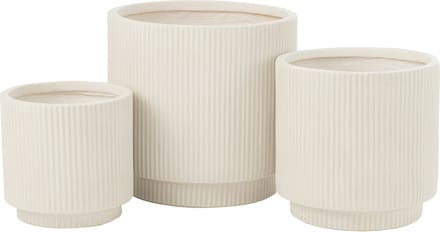 J-Line Set Van 3 Bloempotten Misty Klei Wit