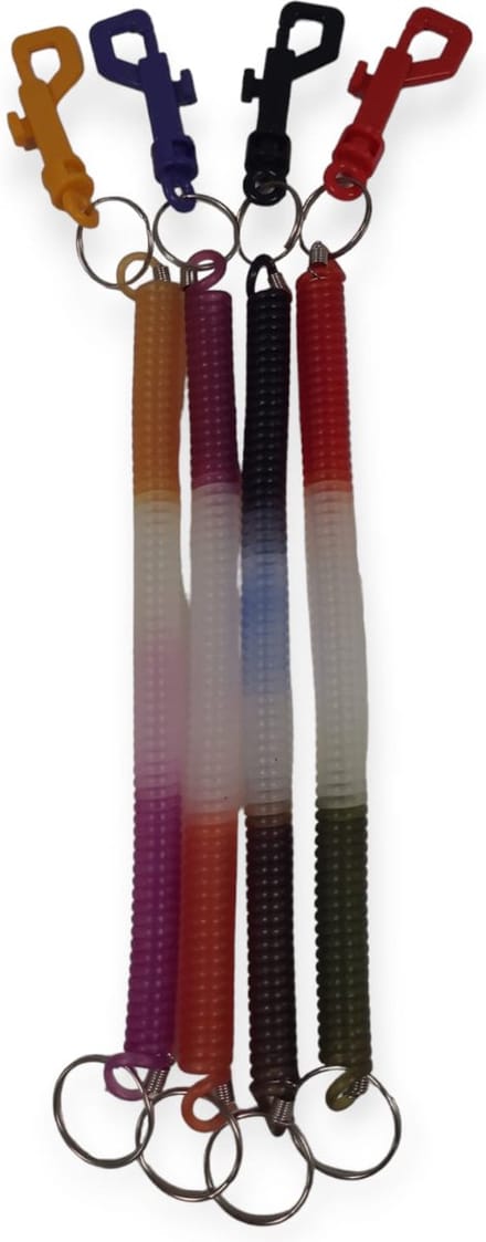 Doodadeals® Spiraal sleutelhangers – Veelzijdig & Kleurrijk – 4 Pack met Plastic Clip – Sleutelring – Multicolor