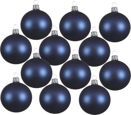 Decoris kerstballen - 12x - donkerblauw - 8 cm - glas - mat - velvet - kerstversiering