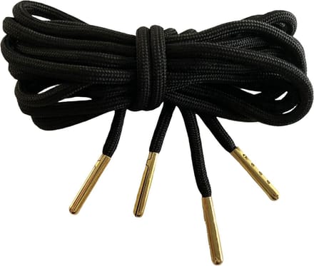 Schoenveter-rond met Gouden Tips - Zwart - 150 cm Lang x 4mm Breed