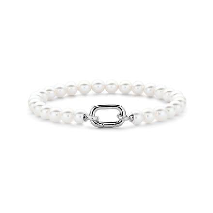 TI SENTO Dames Armband - 925 zilver - Wit parel - Maat M - 23037PW