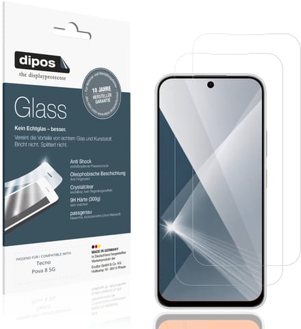dipos – 2x Pantserfolie geschikt voor Tecno Pova 8 5G | 9H Screenprotector