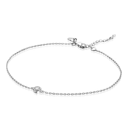 ZINZI zilveren enkelband rond wit 23+4cm ZIE1393