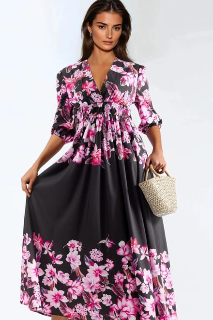 Bloemige V-hals Maxi-jurk