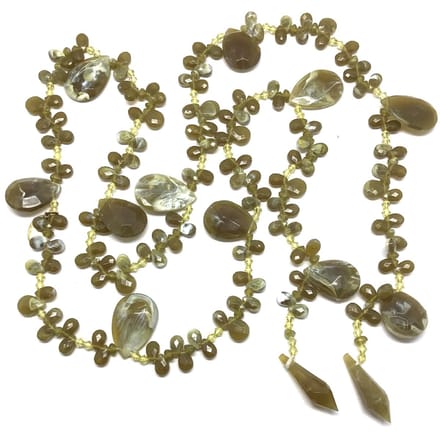 Behave Lange knoop ketting - groen - wit -120cm