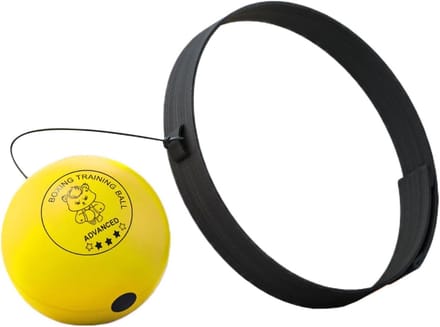 Boksbal Set - Reactiebal Training - Coördinatie Verbeteren - Verstelbare Band - 3 Maten Ballen - Geel