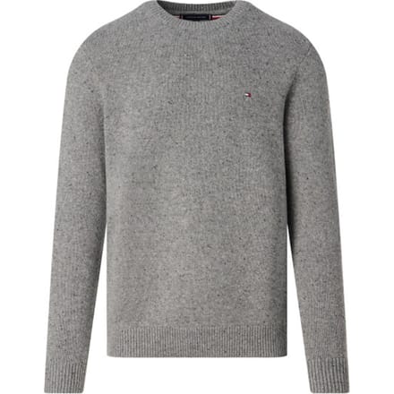 Ronde hals Tommy Hilfiger trui grijs lamswol