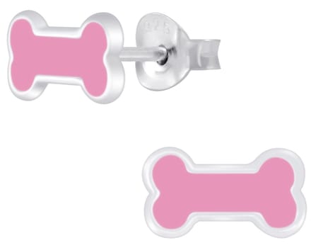 Joy|S - Zilveren botje oorbellen - roze - 9 x 6 mm