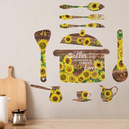 Dailygoods- Muurstickers Aquarel Zonnebloem - Creatieve 3D