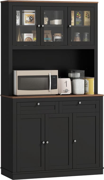 HOMCOM Keukenkast - MDF - 100x40x180cm - Zwart