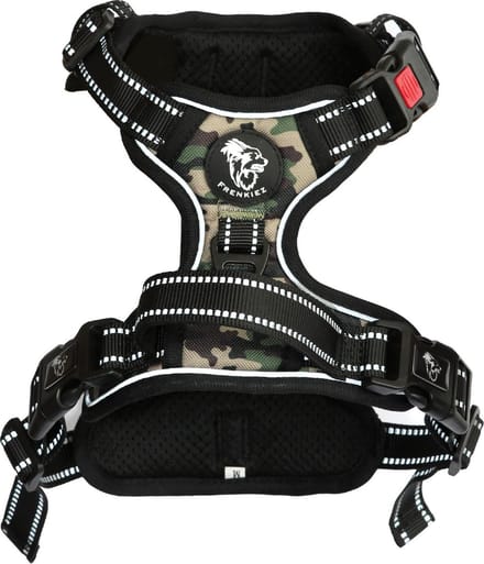 Frenkiez reflective no pull lockable harness, camouflage, X-Large