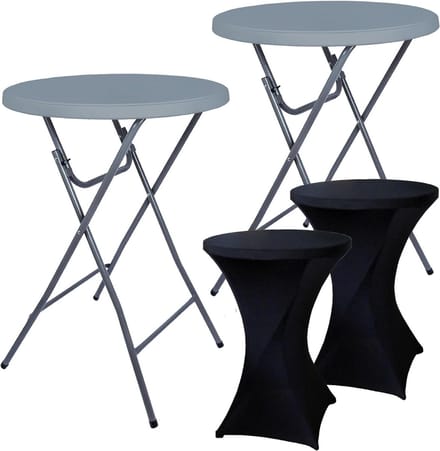 Statafel Set - Partytafel Bartafel - Feestelijke Bijeenkomsten - Inklapbaar Direct Gebruik - 80 x 110 cm - Grijs