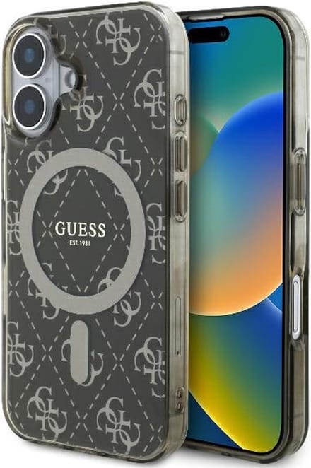MagSafe hoesje voor Apple iPhone 16 Plus, Guess, IML 4G Achtergrond, Bruin