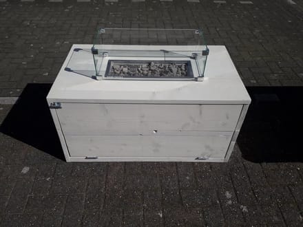 Vuurtafel Boxxx Terrasverwarmer White Wash steigerhout 60x100x50cm