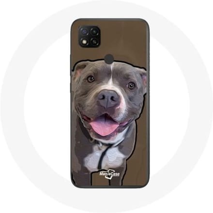 Xiaomi Redmi 9C hoesje Pitbull Dog Wit Grijs