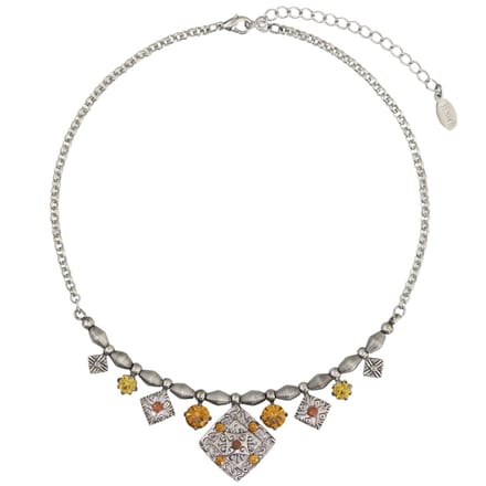 Behave Vintage ketting met stenen - 38 + 7 cm - bruin