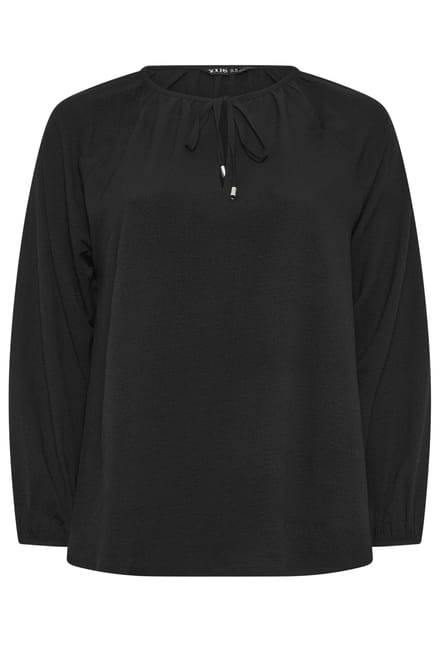 Yours Zwarte Zigeunerblouse Met Lange Mouwen Size 44