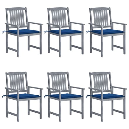 vidaXL - Tuinstoelen - 6 - st - met - kussens - massief - acaciahout - grijs