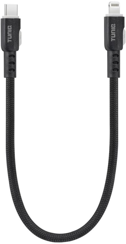 TUNIQ USB C naar Lightning Kabel 30cm - Snelladen - Gevlochten - Zwart