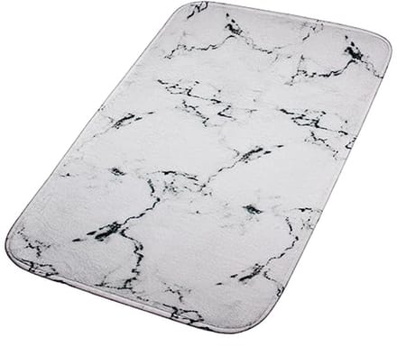 Antislip Badmat 60 x 40 cm - Zacht, Comfortabel en Sneldrogend met Wit Marmer Design