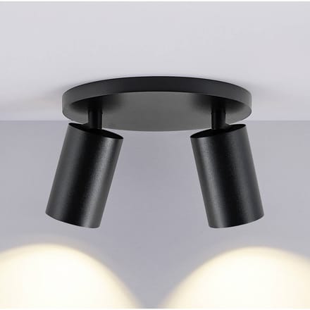 Deko Light 348254 Can Tilt rund, 2x 7,5 W GU10, Schwarz Plafondopbouwarmatuur GU10 7.5 W Zwart