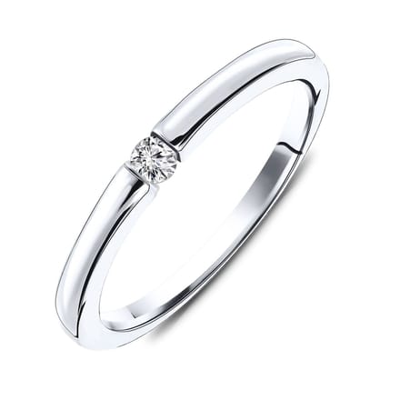Miore Pure Ring Dames - 14 Karaat Witgoud - Met Diamanten - Handgemaakt - Maat 52