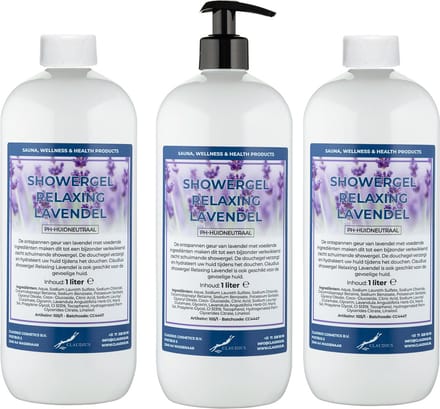 Claudius Douchegel Relaxing Lavendel 1 liter - set van 3 stuks - met gratis pomp - Showergel