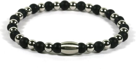 Heren armband edelstaal onyx matte 6mm - Ibizamen 20cm