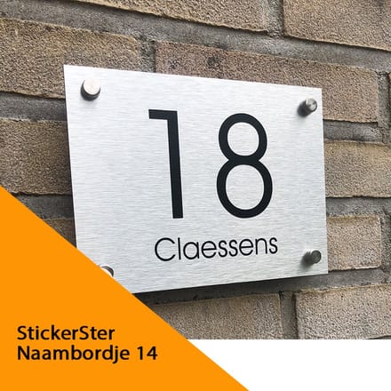 RVS look naambordje voordeur 15x20 cm strak