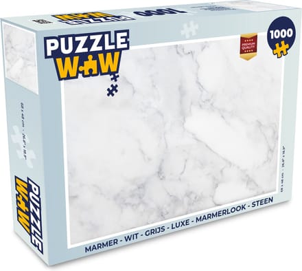 Puzzel Marmer - Wit - Grijs - Luxe - Marmerlook - Steen - Legpuzzel - Puzzel 1000 stukjes volwassenen