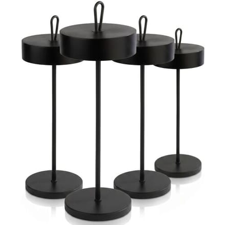 GGM Gastro (4 Stück) Tischleuchte - CLEO - dimmbar in 3 Stufen - Ø 120mm - Schwarz