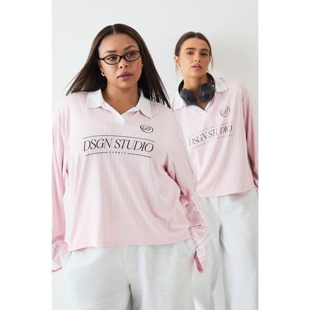 Dames DSGN Studio Voetbal Jersey Lange Mouw T-Shirt | Light Pink | Maat: Small