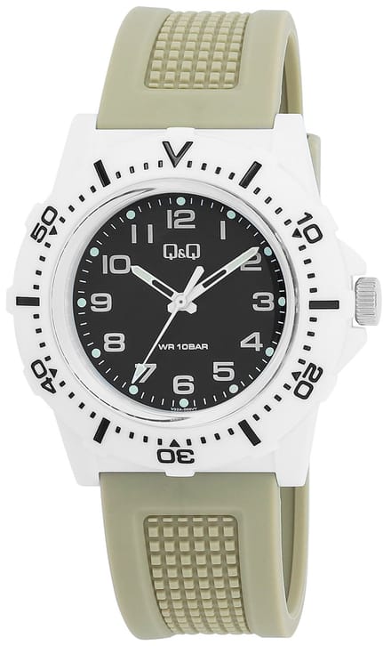 Q&Q herenhorloge Silikon zilverkleurig, 10 ATM
