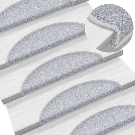 vidaXL - Trapmatten - 15 - st - 56 - x - 17 - x - 3 - cm - Non-Slip - Lichtgrijs