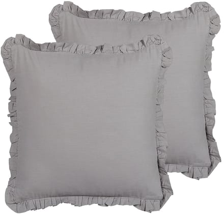 GLABRA - Sierkussen set van 2 - Grijs - 45 x 45 cm - Linnen