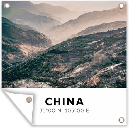 Tuindoek China - Bergen - Azië - Zomer - 100x100 cm