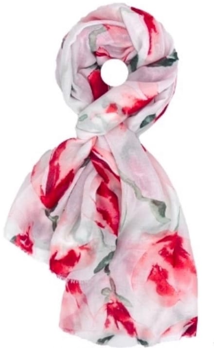 Lange Dunne Sjaal - Bloemenprint - Rood - 180 x 85 cm (19305#)