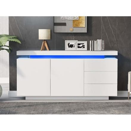 ModernLuxe Modern dressoir met LED - 2 deuren en 3 lades - Wit
