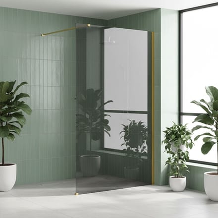 Rea Flexi Grey - Douchewand - Gouden - 120 Gehard Glas 8 mm (Grijs) - 120X120X195cm