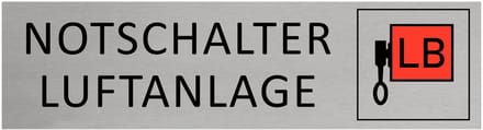 CombiCraft Aluminium Deurbordje "Notschalter Luftanlage " 165x45mm met tape