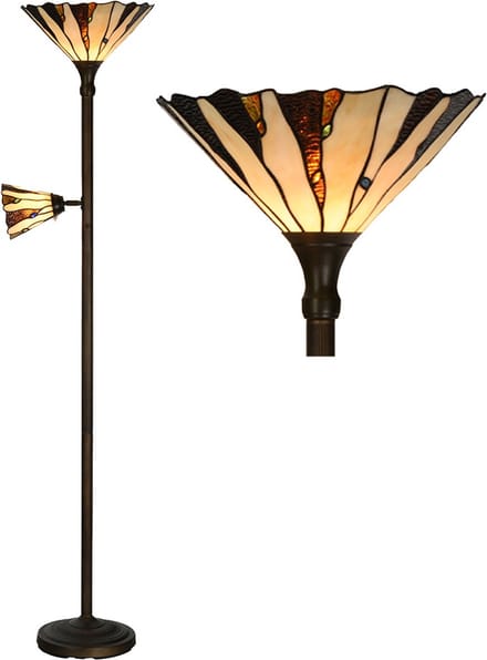 Lumilamp Tiffany Vloerlamp Ø 38x178 cm Beige Bruin Glas