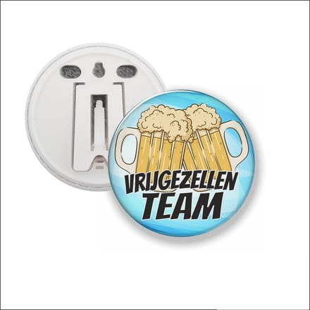 Button Met Clip 58 MM - Vrijgezellen Team - Blauw