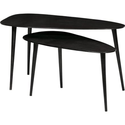 WOOOD Triangle Bijzettafel - Metaal - Zwart Nikkel - 49x89x49 - Set van 2