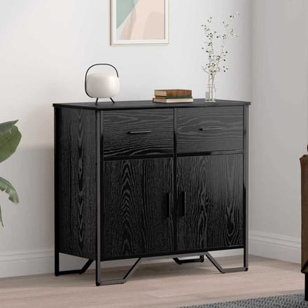 vidaXL - Dressoir - Zwart - Eiken - 79,5 - x - 35,5 - x - 74,5 - cm