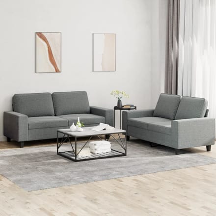 vidaXL - 2-delige - Loungeset - stof - donkergrijs