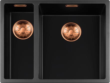 Lorreine Black Quartz Series spoelbak 34+1540cm Plug Copper 3415BQ-FU-Copper